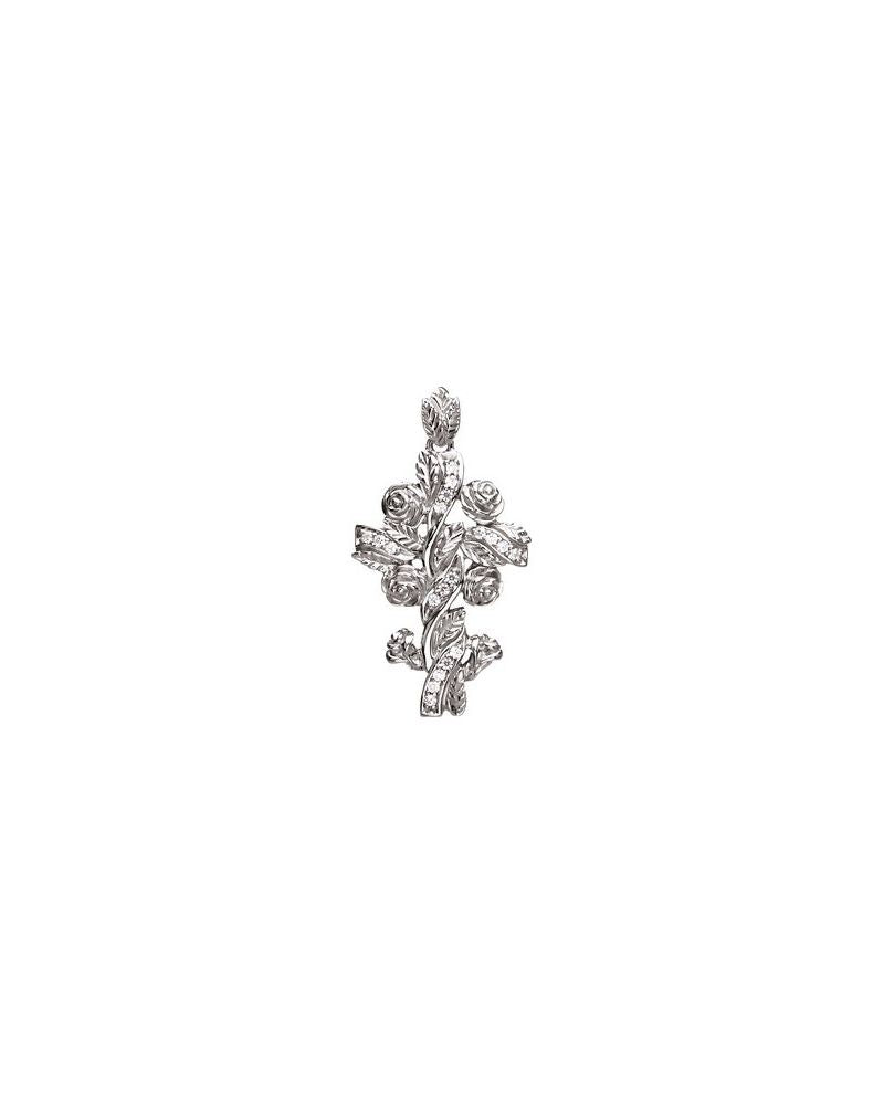 Pingente Floral Cruz em Ouro 14k com Diamantes Naturais