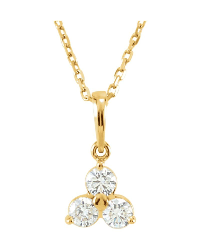 Colar Três Pedras em Ouro 14k com Diamantes Naturais – Modelo 4