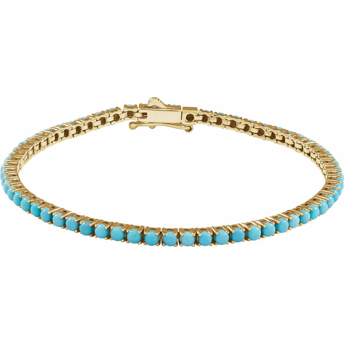 Pulseira riviera turquesa – Ouro Amarelo 14k