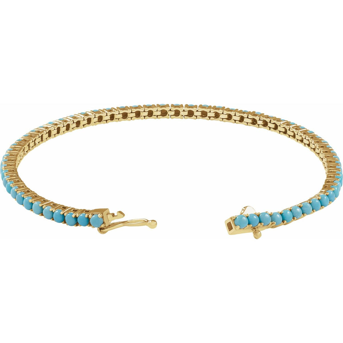 Pulseira riviera turquesa – Ouro Amarelo 14k