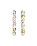 Brinco de Aro Navete em Ouro 14k com Diamantes Naturais