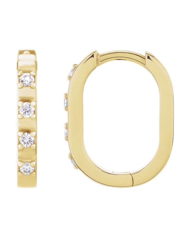 Brinco de Aro Alongado em Ouro 14k com Diamantes Naturais