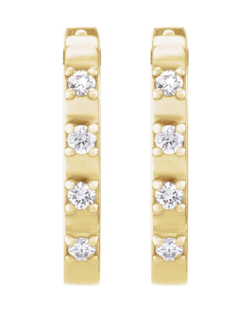 Brinco de Aro Alongado em Ouro 14k com Diamantes Naturais