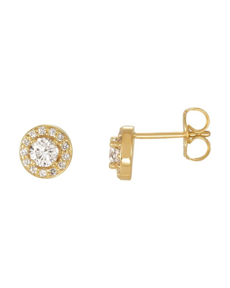 Brinco Redondo Quatro Garras Halo em Ouro 14k com Diamantes de Laboratório