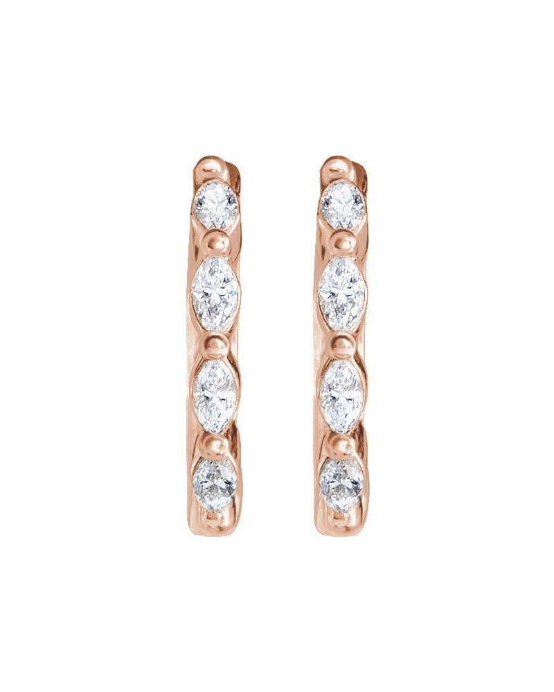 Brinco de Aro Navete em Ouro 14k com Diamantes Naturais
