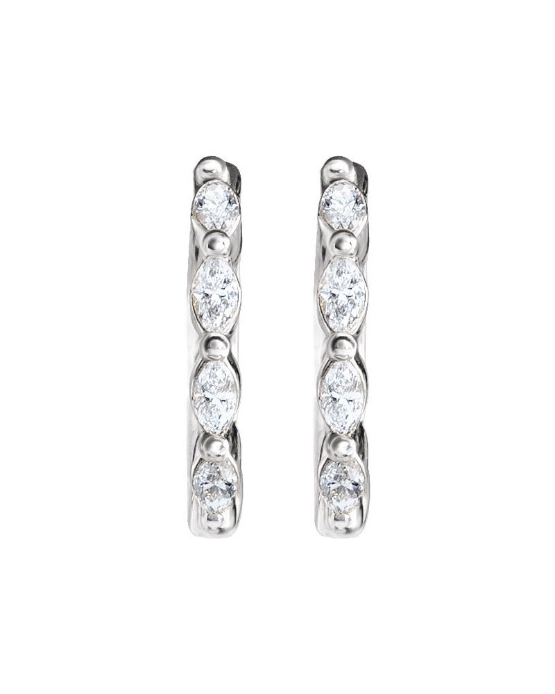 Brinco de Aro Navete em Ouro 14k com Diamantes Naturais