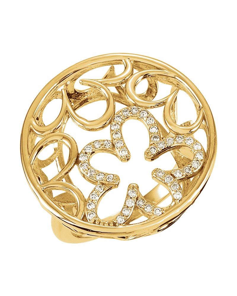 Anel Floral Cravejado em Ouro 14k com Diamantes Naturais – Modelo 3