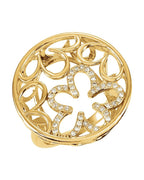 Anel Floral Cravejado em Ouro 14k com Diamantes Naturais – Modelo 3