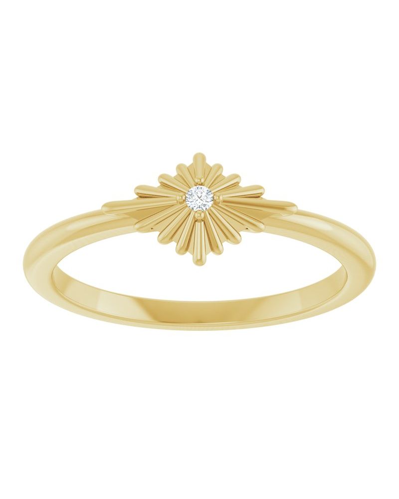 Anel Estrela Cravejado em Ouro 14k com Diamantes Naturais – Modelo 3