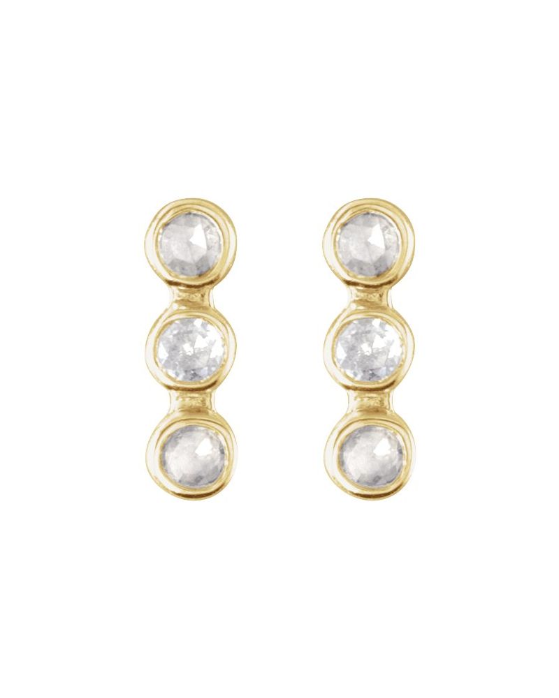 Brinco Três Pedras Barra em Ouro 14k com Diamantes Naturais – Modelo 2