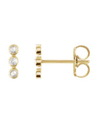 Brinco Três Pedras Barra em Ouro 14k com Diamantes Naturais – Modelo 2