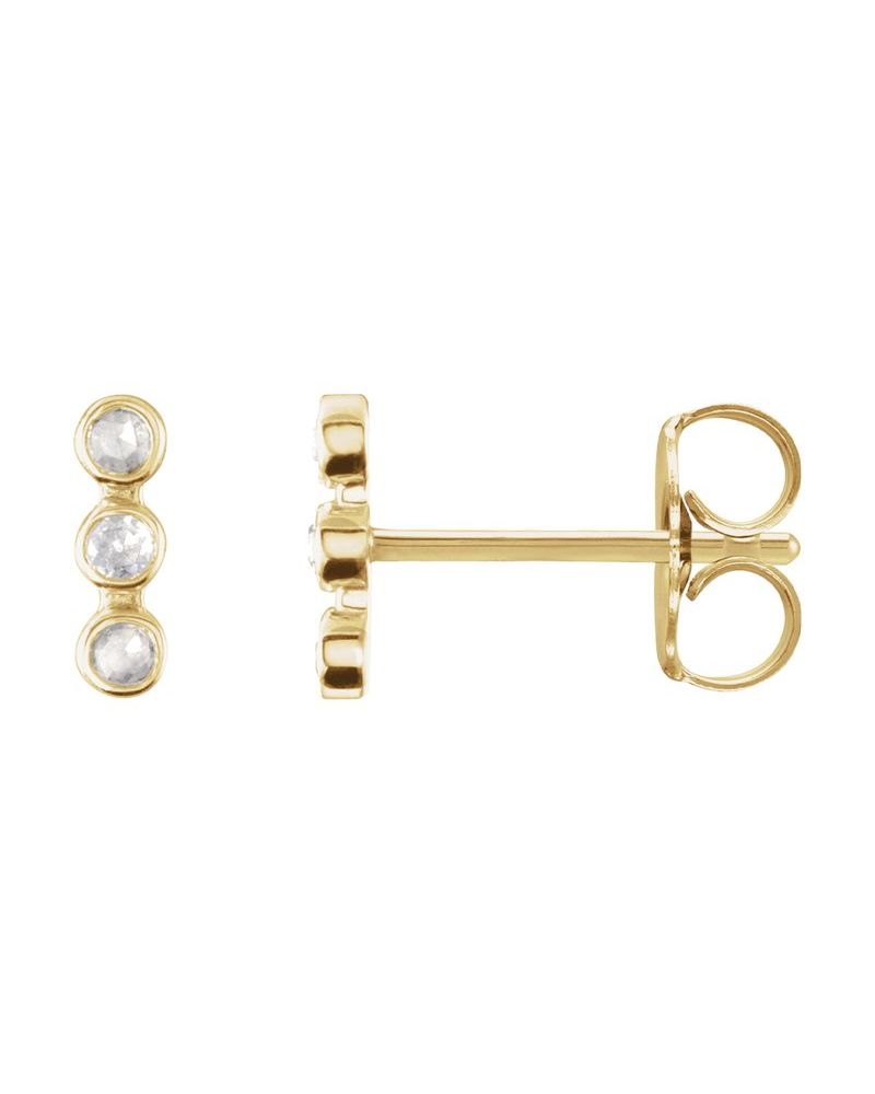 Brinco Três Pedras Barra em Ouro 14k com Diamantes Naturais – Modelo 2