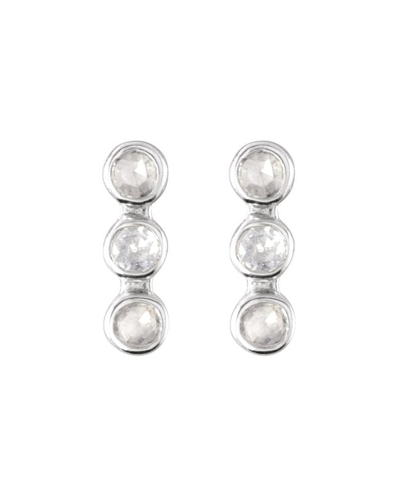 Brinco Três Pedras Barra em Ouro 14k com Diamantes Naturais – Modelo 2