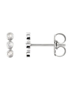 Brinco Três Pedras Barra em Ouro 14k com Diamantes Naturais – Modelo 2