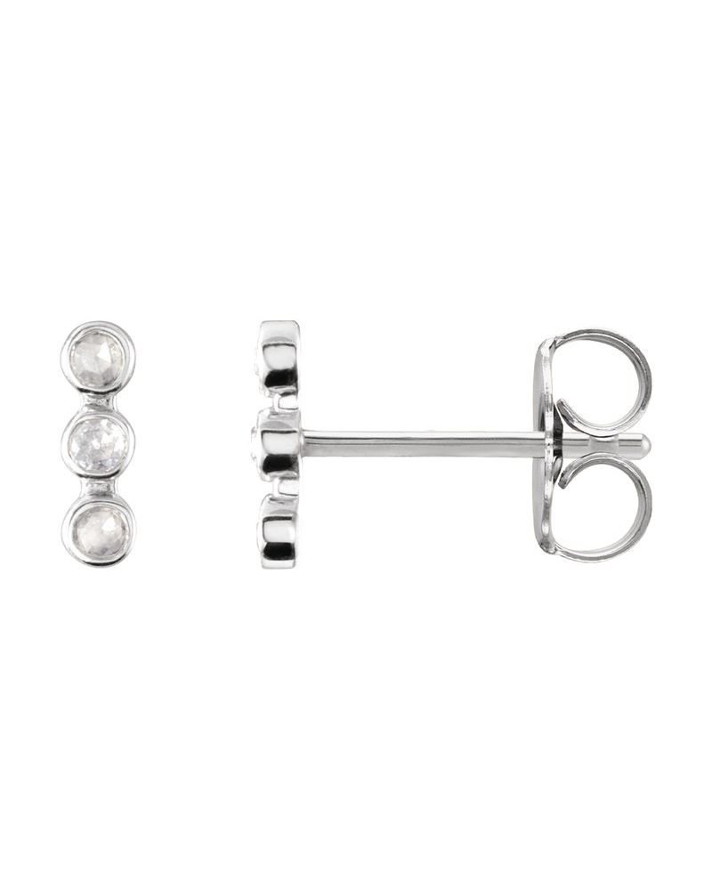 Brinco Três Pedras Barra em Ouro 14k com Diamantes Naturais – Modelo 2