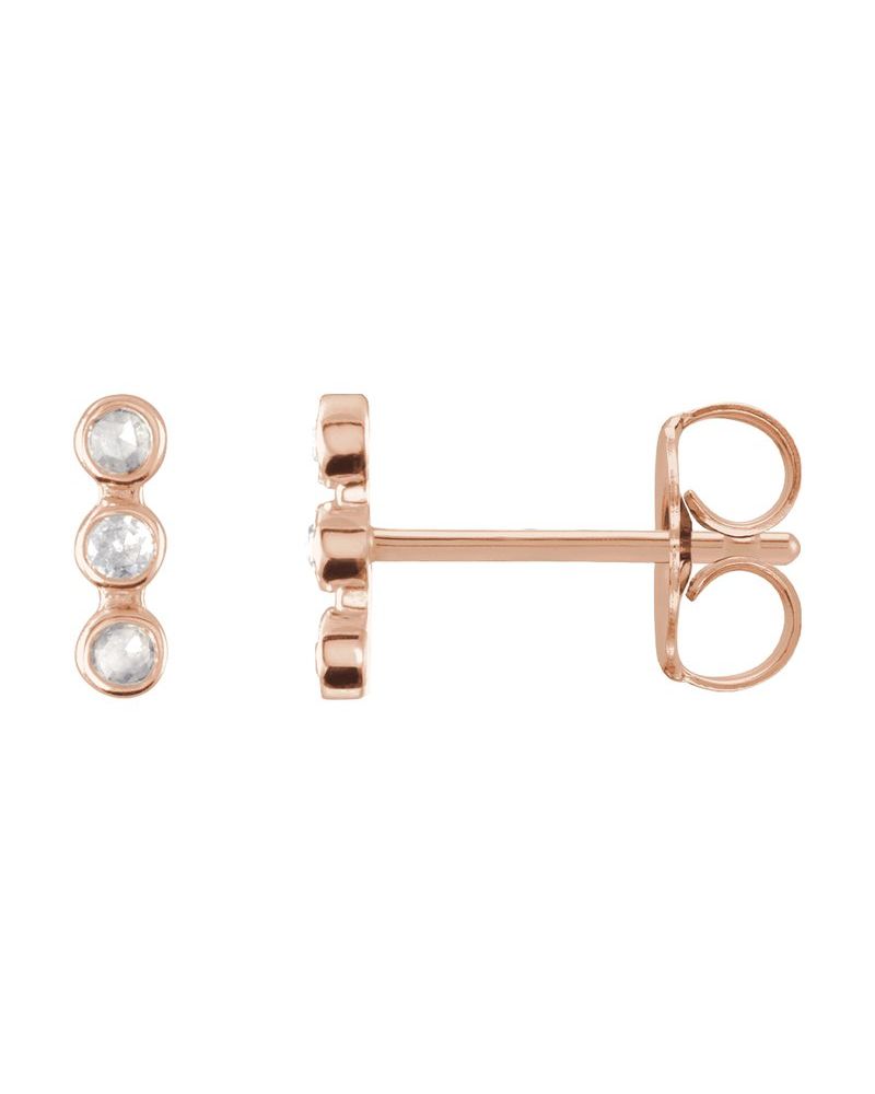 Brinco Três Pedras Barra em Ouro 14k com Diamantes Naturais – Modelo 2