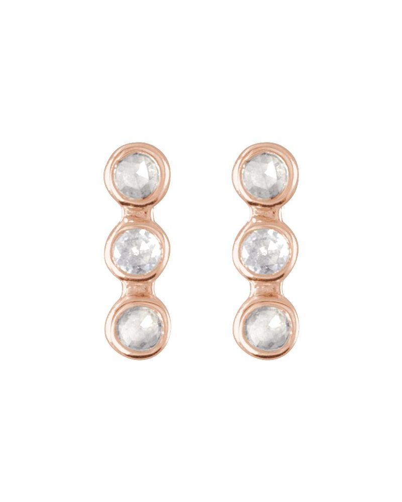 Brinco Três Pedras Barra em Ouro 14k com Diamantes Naturais – Modelo 2