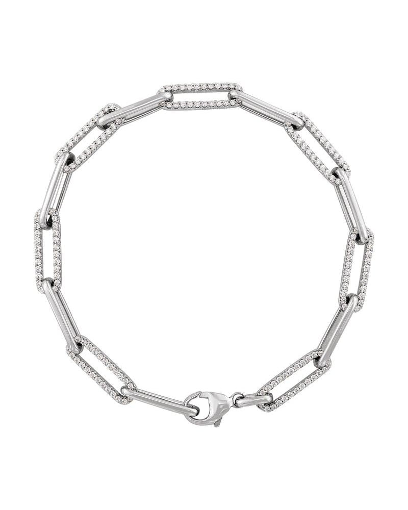 Pulseira Elos Cravejada em Ouro 14k com Diamantes de Laboratório – Modelo 2