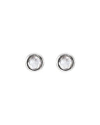 Brinco Redondo Lapidação Rosa com Cravação Bezel em Ouro 14k com Diamantes Naturais
