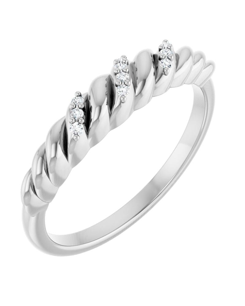 Anel Abaulado Cravejado em Ouro 14k com Diamantes Naturais