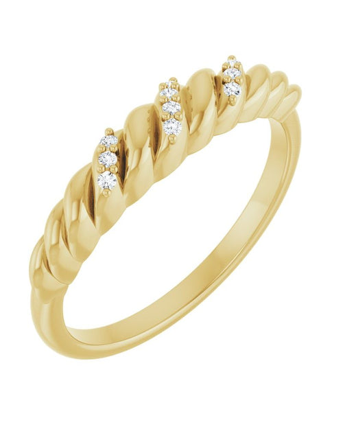 Anel Abaulado Cravejado em Ouro 14k com Diamantes Naturais
