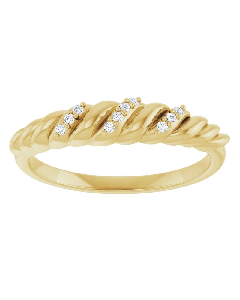 Anel Abaulado Cravejado em Ouro 14k com Diamantes Naturais