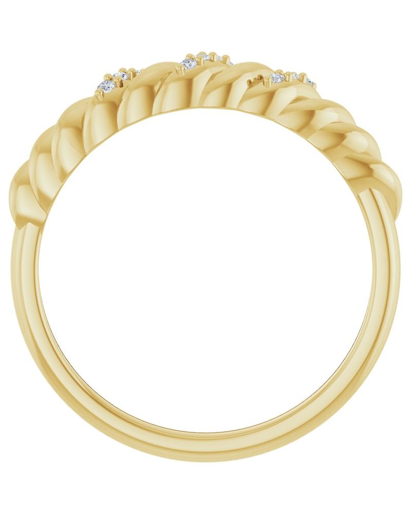 Anel Abaulado Cravejado em Ouro 14k com Diamantes Naturais