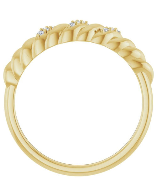 Anel Abaulado Cravejado em Ouro 14k com Diamantes Naturais