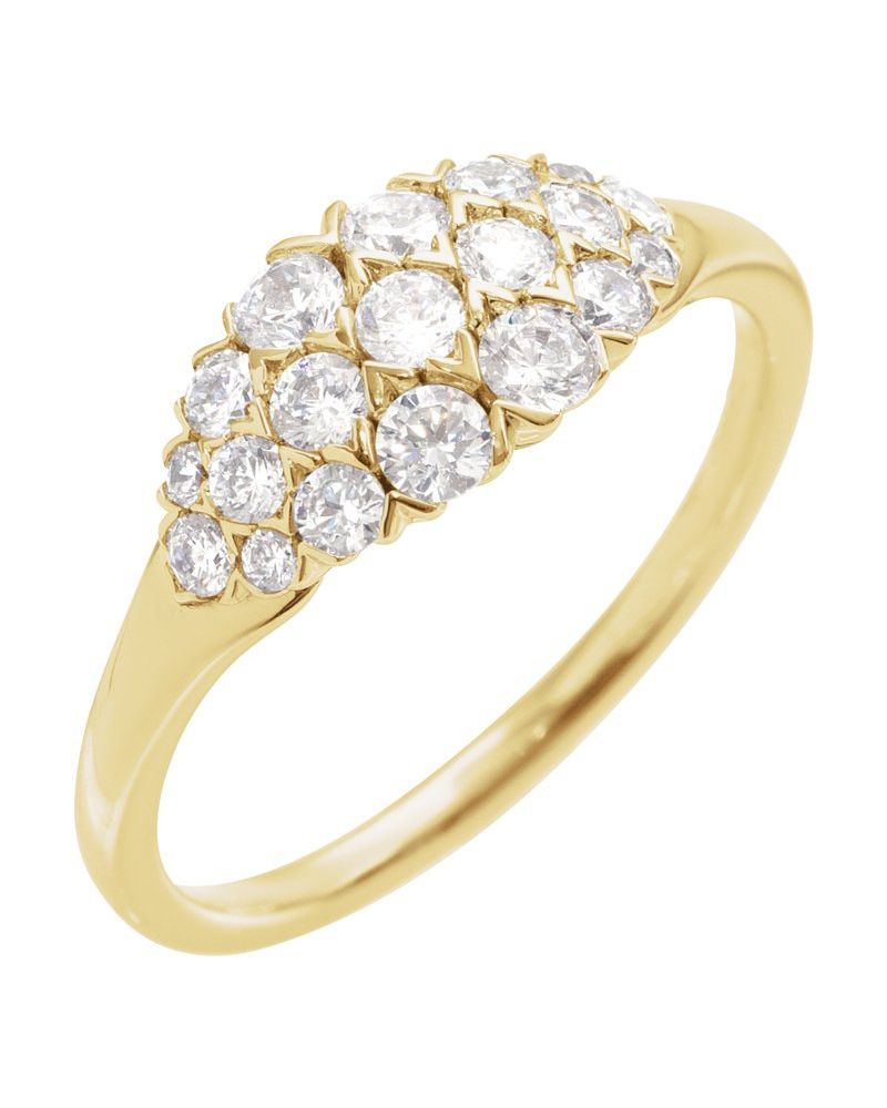 Anel Cluster em Ouro 14k com Diamantes Naturais – Modelo 2