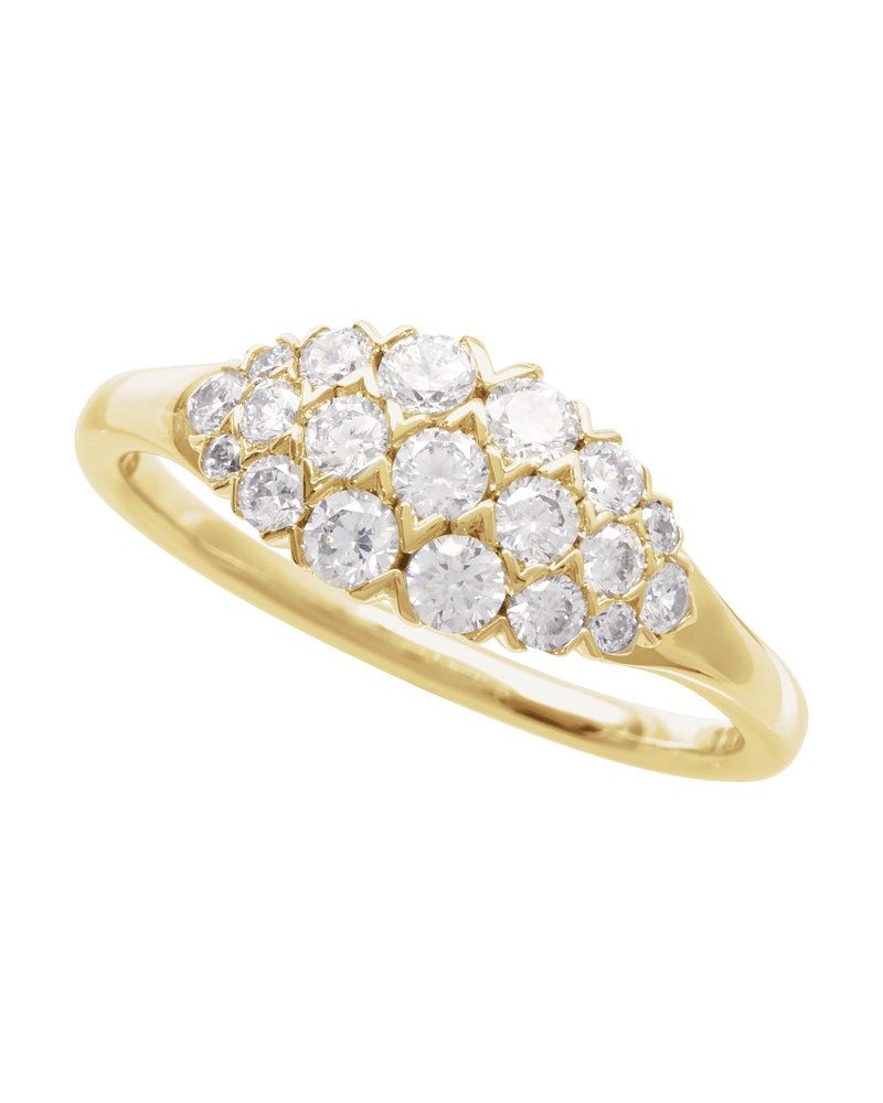 Anel Cluster em Ouro 14k com Diamantes Naturais – Modelo 2