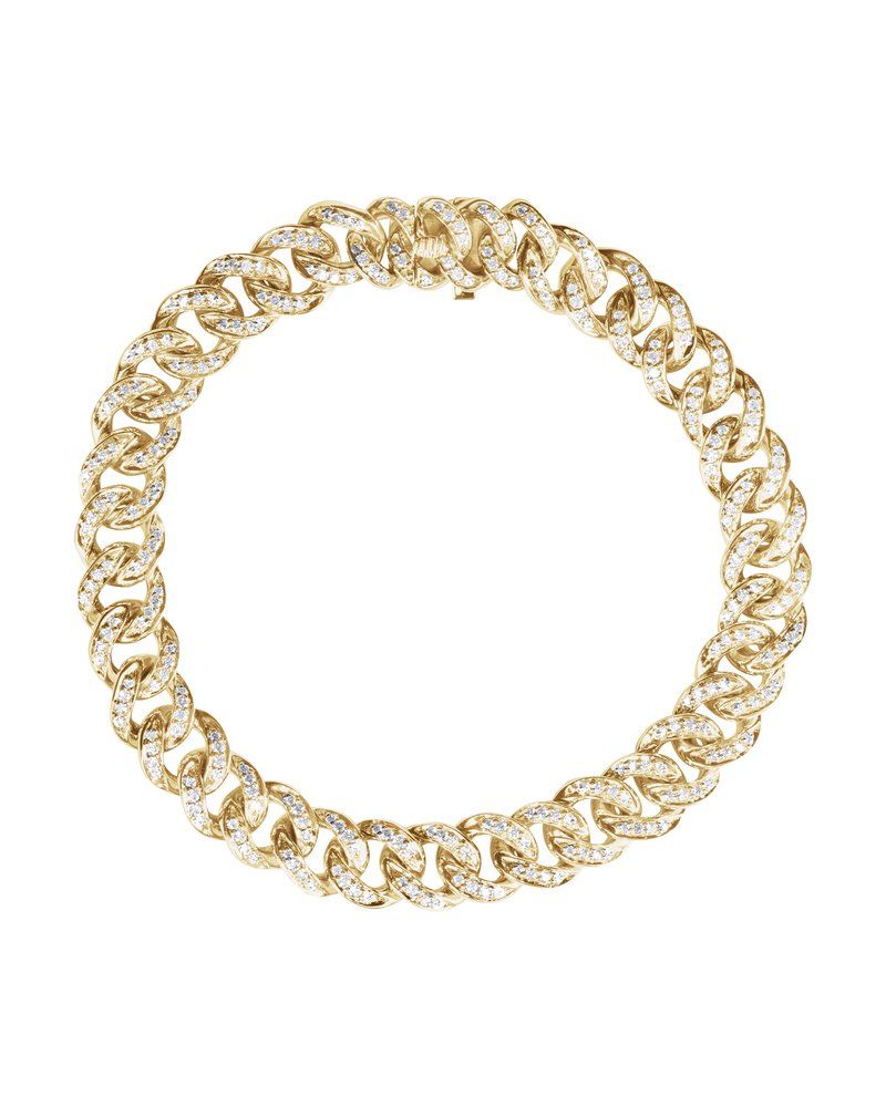 Pulseira Elos Cravejada em Ouro 14k com Diamantes Naturais – Modelo 4