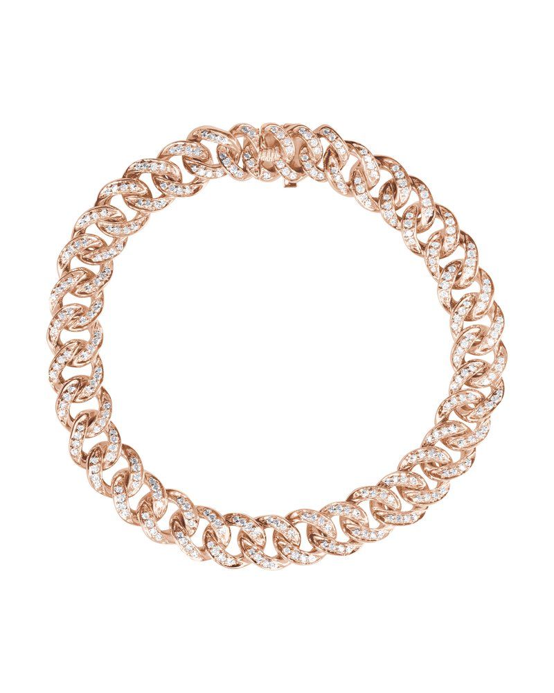 Pulseira Elos Cravejada em Ouro 14k com Diamantes Naturais – Modelo 4