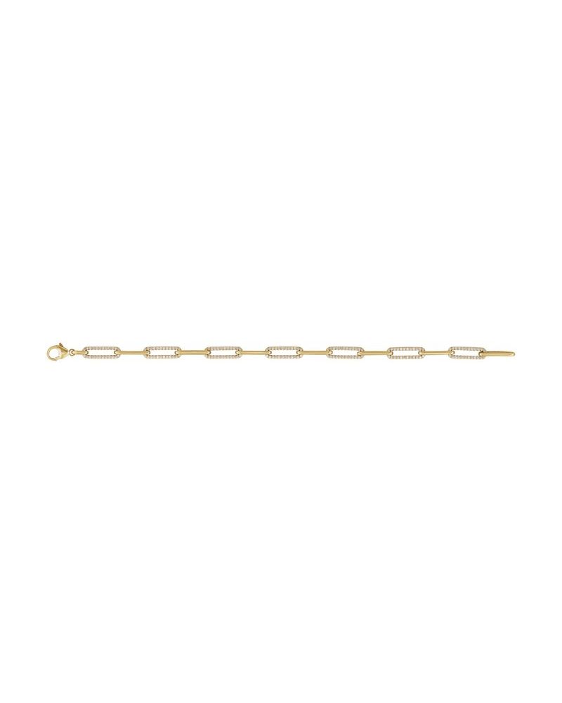 Pulseira Elos Cravejada em Ouro 14k com Diamantes de Laboratório – Modelo 2