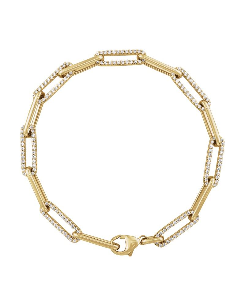Pulseira Elos Cravejada em Ouro 14k com Diamantes de Laboratório – Modelo 2