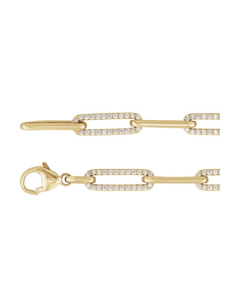 Pulseira Elos Cravejada em Ouro 14k com Diamantes de Laboratório – Modelo 2