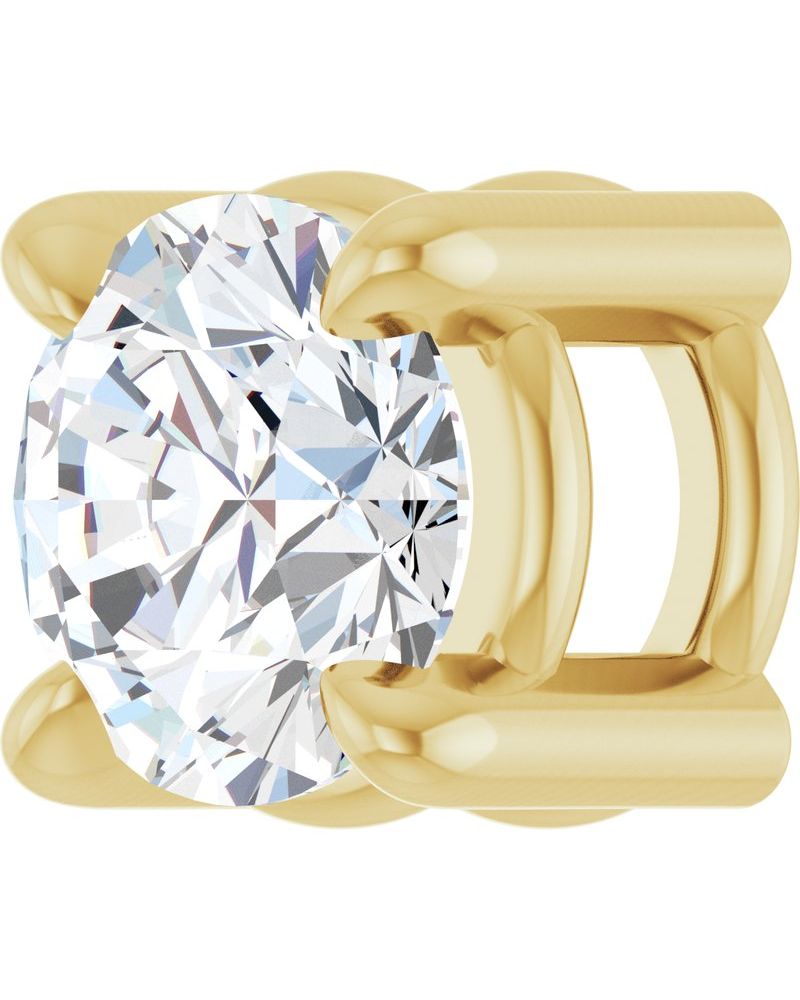 Pingente Solitário Passante em Ouro 14k com Diamantes de Laboratório