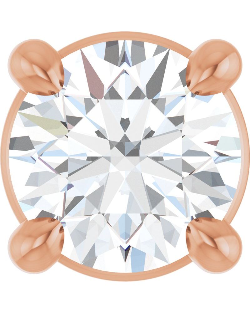 Pingente Solitário Passante em Ouro 14k com Diamantes de Laboratório