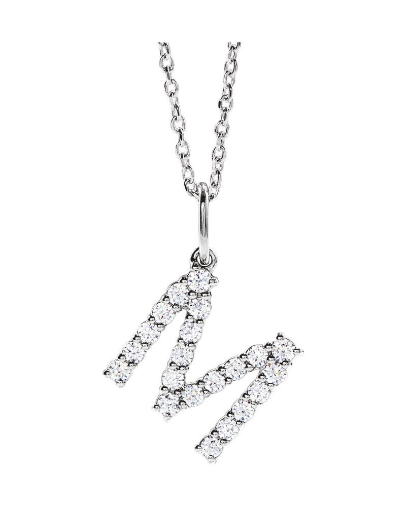 Colar Inicial Cravejado em Ouro 14k com Diamantes de Laboratório