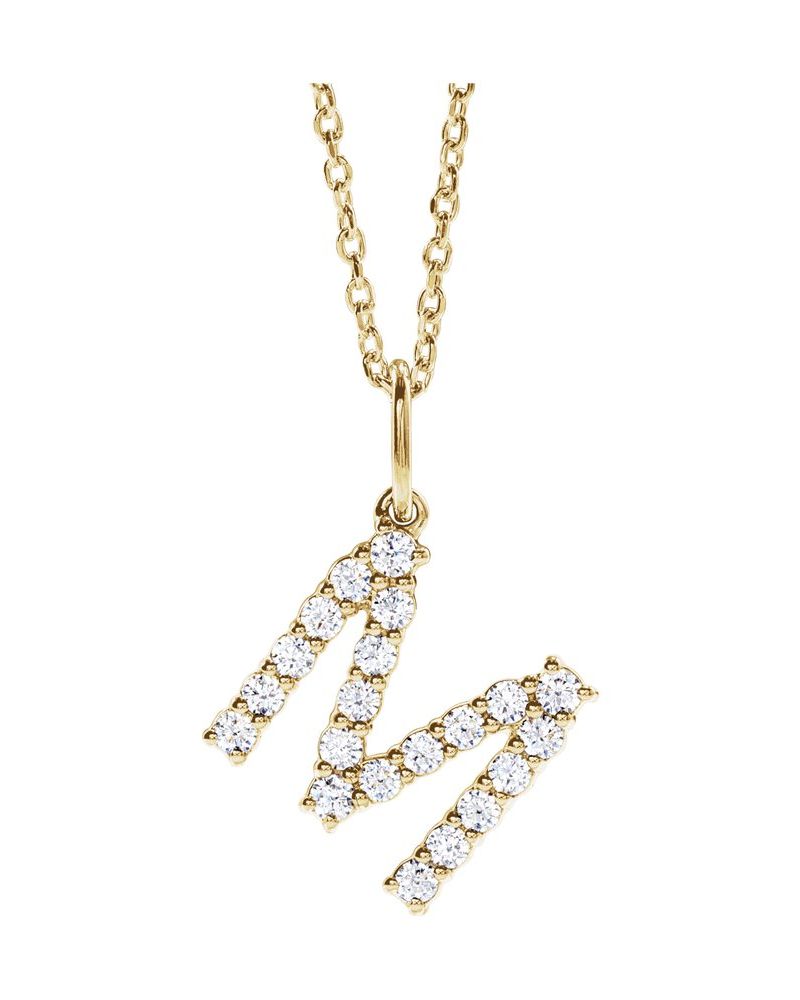 Colar Inicial Cravejado em Ouro 14k com Diamantes de Laboratório