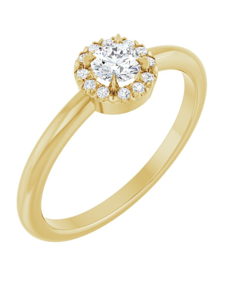Anel Halo em Ouro 14k com Diamantes Naturais – Modelo 2
