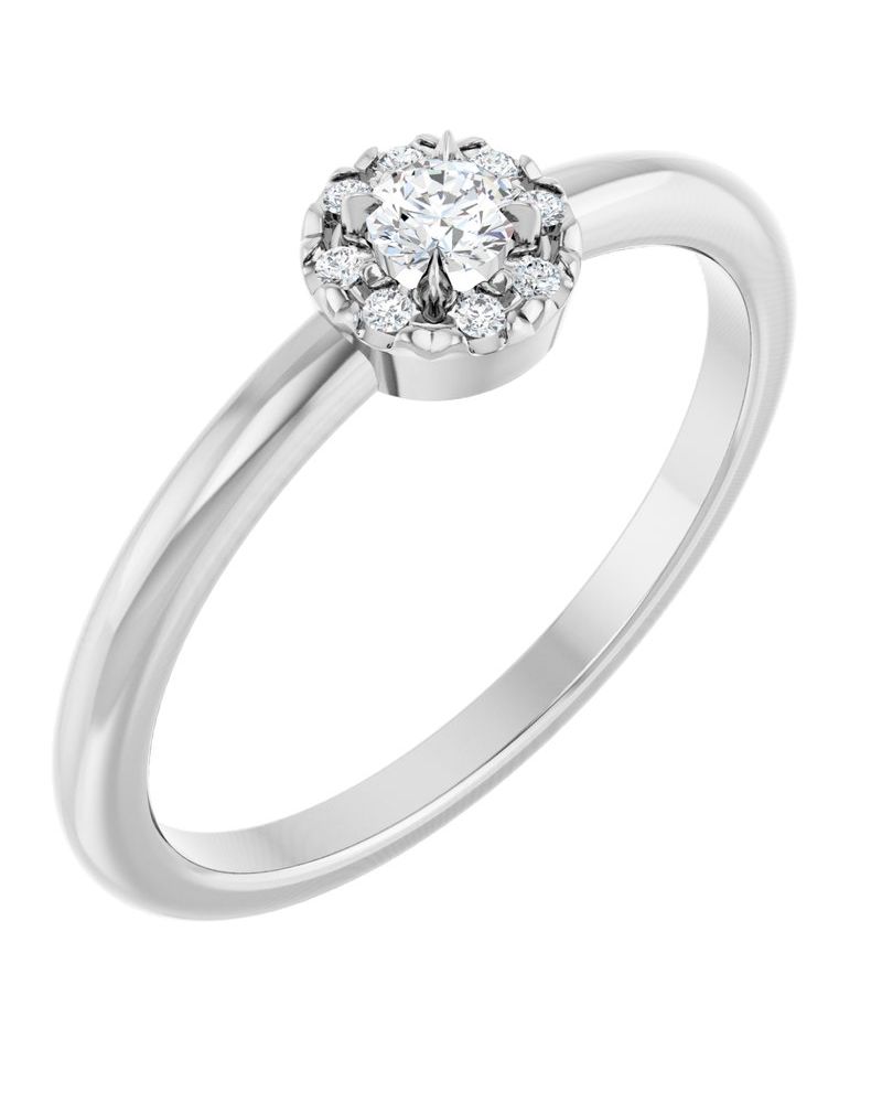 Anel Halo em Ouro 14k com Diamantes Naturais – Modelo 2