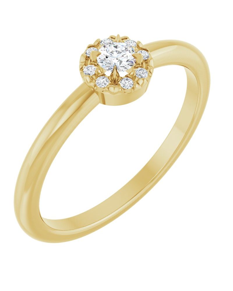 Anel Halo em Ouro 14k com Diamantes Naturais – Modelo 2
