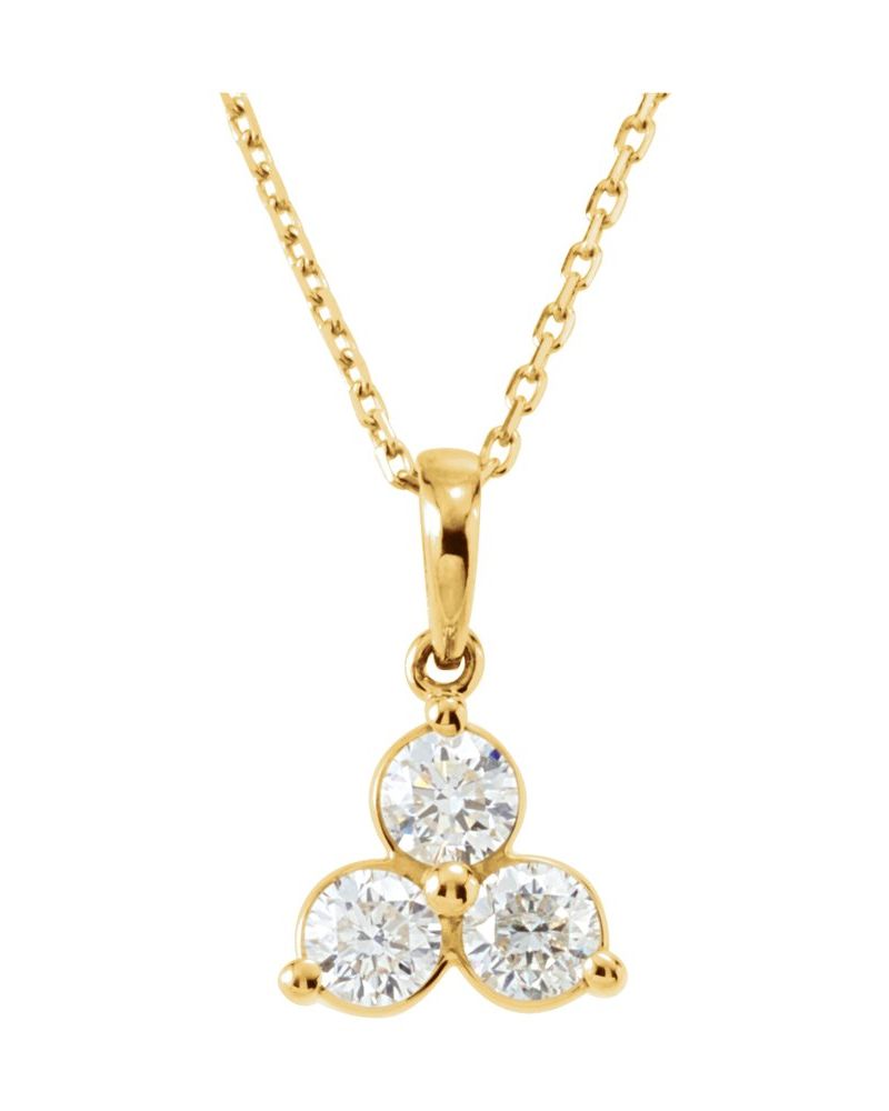 Colar Três Pedras em Ouro 14k com Diamantes Naturais – Modelo 4