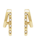 Brinco de Aro Duplo Cravejado em Ouro 14k com Diamantes Naturais