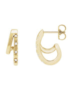 Brinco de Aro Duplo Cravejado em Ouro 14k com Diamantes Naturais