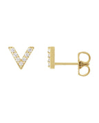 Brinco em V Cravejado em Ouro 14k com Diamantes Naturais