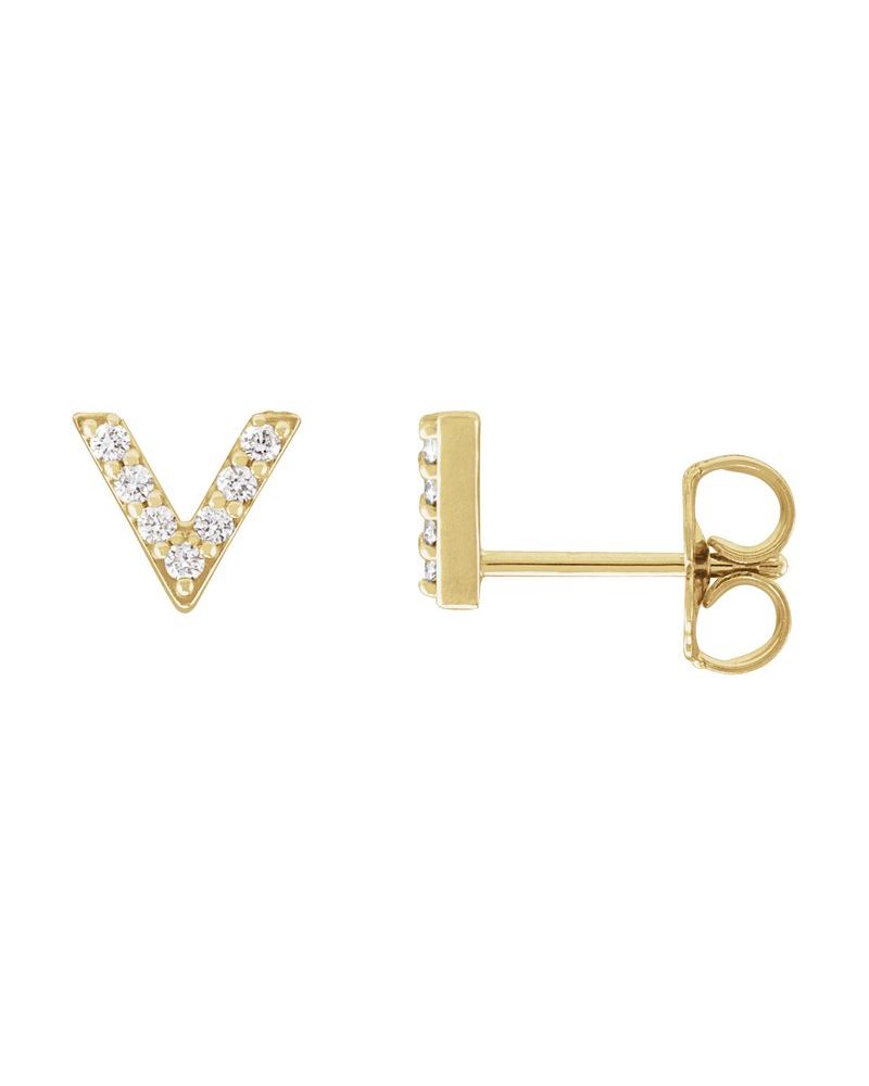 Brinco em V Cravejado em Ouro 14k com Diamantes Naturais