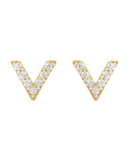 Brinco em V Cravejado em Ouro 14k com Diamantes Naturais