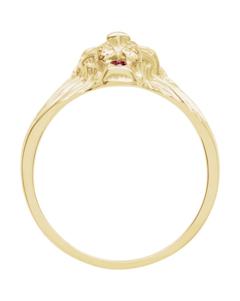 Anel Cabeça de Leão em Ouro 14k com Diamantes Naturais