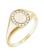 Anel Oval Chevalier Halo em Ouro 14k com Diamantes Naturais